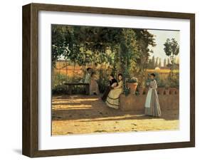 One Afternoon (or The Pergola)-Silvestro Lega-Framed Art Print