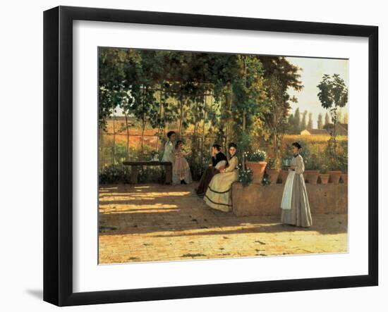 One Afternoon (or The Pergola)-Silvestro Lega-Framed Art Print