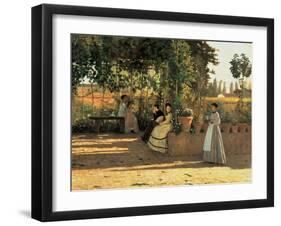 One Afternoon (or The Pergola)-Silvestro Lega-Framed Art Print