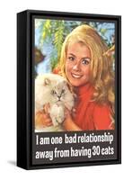 One Bad Relationship Away From Having 30 Cats Funny Poster-Ephemera-Framed Stretched Canvas