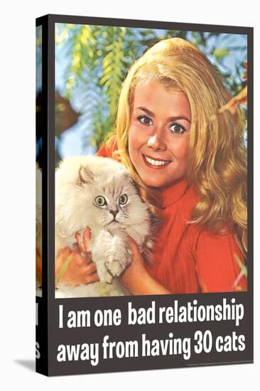 One Bad Relationship Away From Having 30 Cats Funny Poster-Ephemera-Stretched Canvas