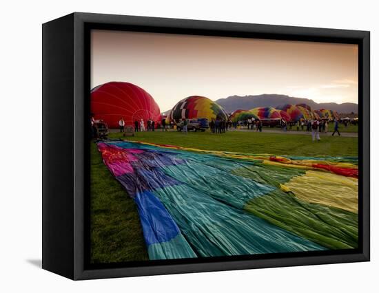 One Balloon Being Prepared for Mass Ascension at Albuquerque Int'l Balloon Fiesta, New Mexico, USA-Maresa Pryor-Framed Stretched Canvas