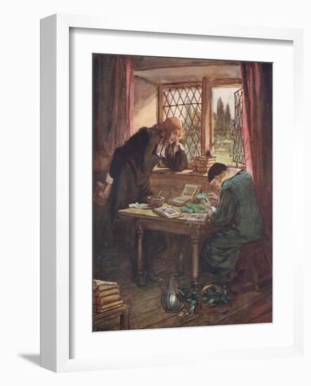 One Day, Leaning His Forehead on His Hand-Hugh Thomson-Framed Giclee Print