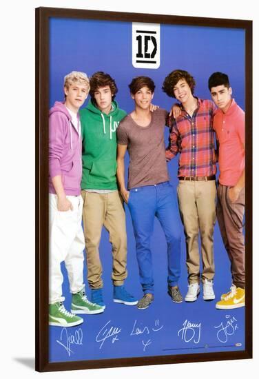 One Direction Signatures Blue-null-Lamina Framed Poster