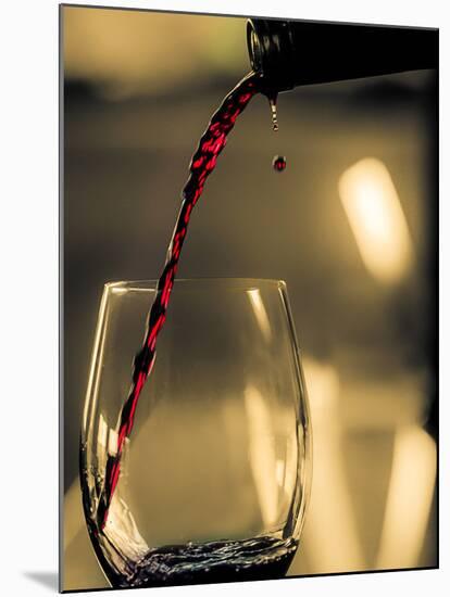 One drop shows as red wine is poured into glass.-Richard Duval-Mounted Photographic Print