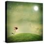 One Echinacea Flower under the Moon-Melpomene-Stretched Canvas
