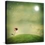 One Echinacea Flower under the Moon-Melpomene-Stretched Canvas