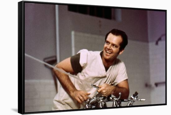 ONE FLEW OVER THE CUCKOO'S NEST, 1975 directed by MILOS FORMAN Jack Nicholson (photo)-null-Framed Stretched Canvas