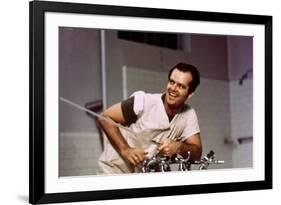 ONE FLEW OVER THE CUCKOO'S NEST, 1975 directed by MILOS FORMAN Jack Nicholson (photo)-null-Framed Photo