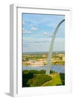 One half view of Gateway Arch and the Mississippi River, St. Louis, Missouri, the "Gateway to th...-null-Framed Photographic Print