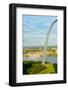 One half view of Gateway Arch and the Mississippi River, St. Louis, Missouri, the "Gateway to th...-null-Framed Photographic Print