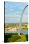 One half view of Gateway Arch and the Mississippi River, St. Louis, Missouri, the "Gateway to th...-null-Stretched Canvas