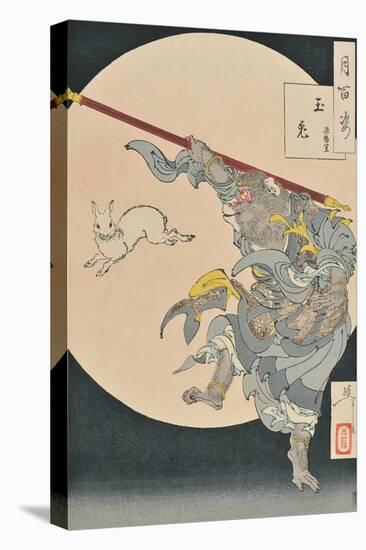 One Hundred Aspects of the Moon: The Rabbit in the Moon and the Monkey King, 1889-null-Stretched Canvas