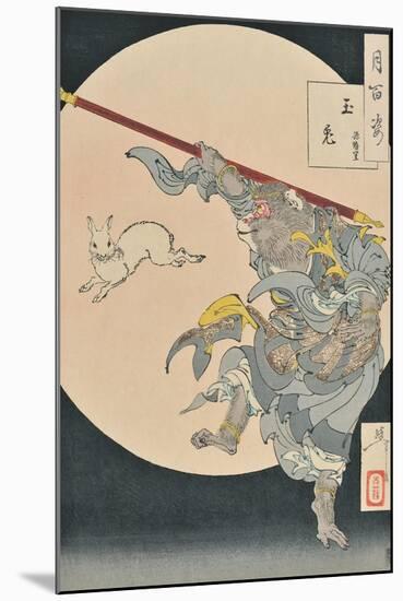 One Hundred Aspects of the Moon: The Rabbit in the Moon and the Monkey King, 1889-null-Mounted Giclee Print