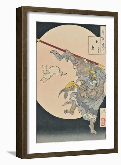 One Hundred Aspects of the Moon: The Rabbit in the Moon and the Monkey King, 1889-null-Framed Giclee Print