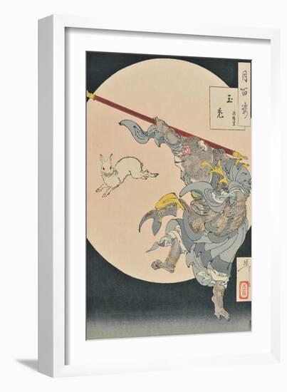 One Hundred Aspects of the Moon: The Rabbit in the Moon and the Monkey King, 1889-null-Framed Giclee Print