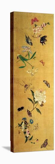 One Hundred Butterflies, Flowers and Insects, Detail from a Handscroll-Chen Hongshou-Stretched Canvas