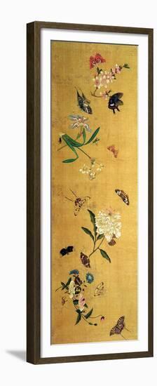 One Hundred Butterflies, Flowers and Insects, Detail from a Handscroll-Chen Hongshou-Framed Premium Giclee Print