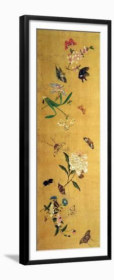 One Hundred Butterflies, Flowers and Insects, Detail from a Handscroll-Chen Hongshou-Framed Premium Giclee Print