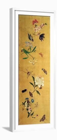 One Hundred Butterflies, Flowers and Insects, Detail from a Handscroll-Chen Hongshou-Framed Premium Giclee Print