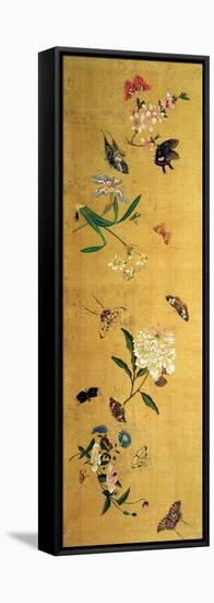 One Hundred Butterflies, Flowers and Insects, Detail from a Handscroll-Chen Hongshou-Framed Stretched Canvas