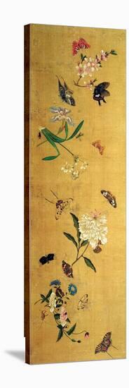 One Hundred Butterflies, Flowers and Insects, Detail from a Handscroll-Chen Hongshou-Stretched Canvas