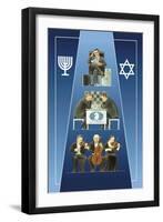 One Israeli Banking, Two Israelis Playing Chess, Three Israelis in Orchestra-Dimitri Deeva-Framed Art Print