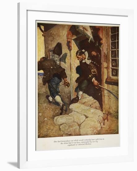 One Last Tremendous Cut Which Would Certainly Have Split Him to the Chine-Newell Convers Wyeth-Framed Giclee Print