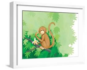 One Little Monkey - Turtle-Kathryn Mitter-Framed Giclee Print