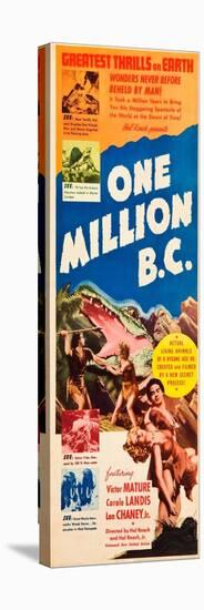 ONE MILLION B.C., left and right: Victor Mature, Carole Landis on insert poster, 1940.-null-Stretched Canvas
