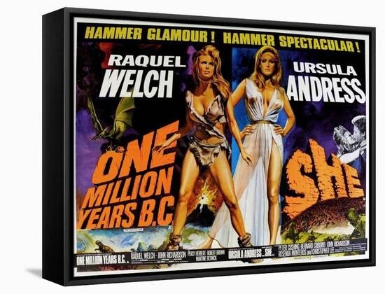 One Million Years BC, 1966, She, 1965, US lobby card-null-Framed Stretched Canvas