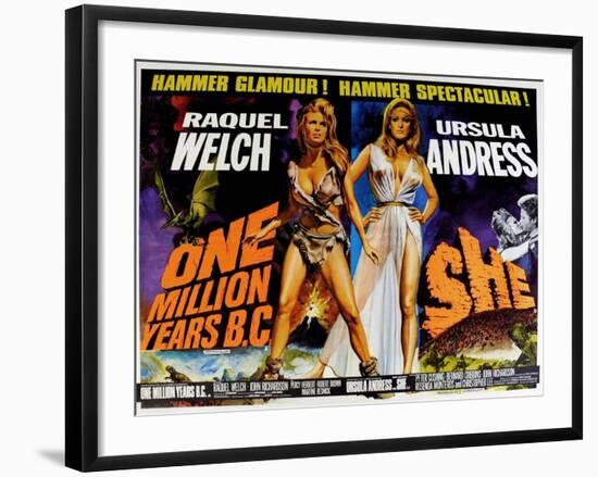 One Million Years BC, 1966, She, 1965, US lobby card-null-Framed Art Print