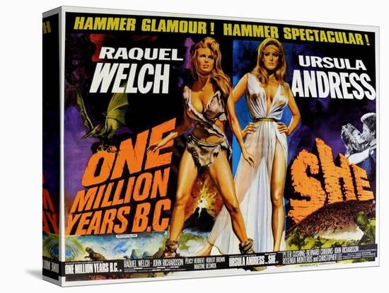 One Million Years BC, 1966, She, 1965, US lobby card-null-Stretched Canvas