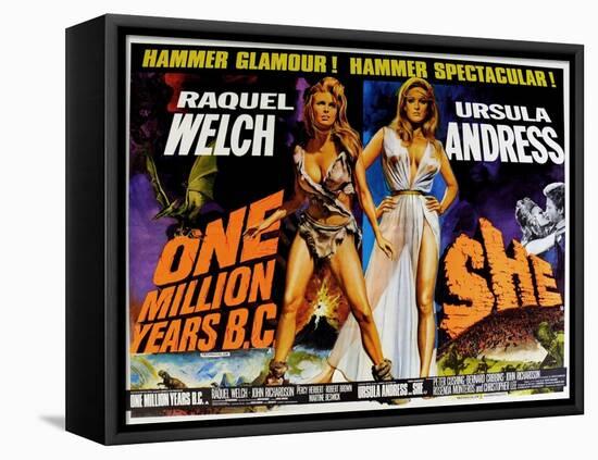 One Million Years BC, 1966, She, 1965, US lobby card-null-Framed Stretched Canvas