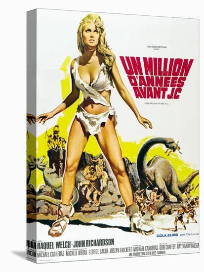 One Million Years BC, Raquel Welch on French Poster Art, 1966-null-Stretched Canvas