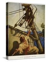 "One more step, Mr. Hands ? and I'll blow your brains out", Illustration from 'Treasure Island-Newell Convers Wyeth-Stretched Canvas