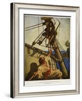 "One more step, Mr. Hands ? and I'll blow your brains out", Illustration from 'Treasure Island-Newell Convers Wyeth-Framed Giclee Print