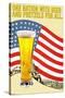 One Nation with Beer and Pretzels for All-null-Stretched Canvas