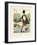 One O'Clock: Walking in the Luxembourg Gardens, 1839 (Hand-Coloured Lithograph)-Honore Daumier-Framed Giclee Print