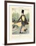 One O'Clock: Walking in the Luxembourg Gardens, 1839 (Hand-Coloured Lithograph)-Honore Daumier-Framed Giclee Print