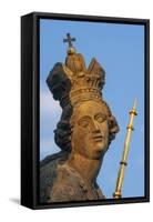 One of 30 Charles Bridge statues, St. Elizabeth. Prague, Capital city of Czech, Czech Republic-Tom Haseltine-Framed Stretched Canvas