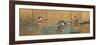One of a Pair of Six-Leaf Screens Depicting a Group of Three Young Women and an Actor Collecting…-null-Framed Giclee Print