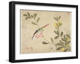 One of a Series of Paintings of Birds and Fruit, Late 19th Century-Wang Guochen-Framed Giclee Print