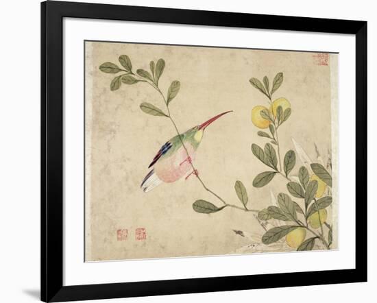 One of a Series of Paintings of Birds and Fruit, Late 19th Century-Wang Guochen-Framed Giclee Print