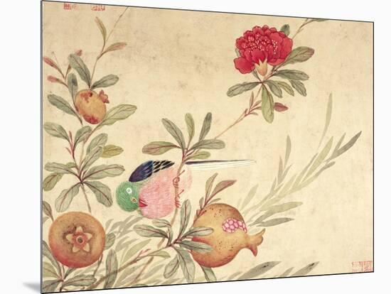 One of a Series of Paintings of Birds and Fruit, Late 19th Century-Wang Guochen-Mounted Giclee Print