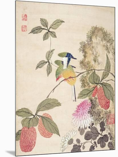 One of a Series of Paintings of Birds and Fruit, Late 19th Century-Wang Guochen-Mounted Giclee Print