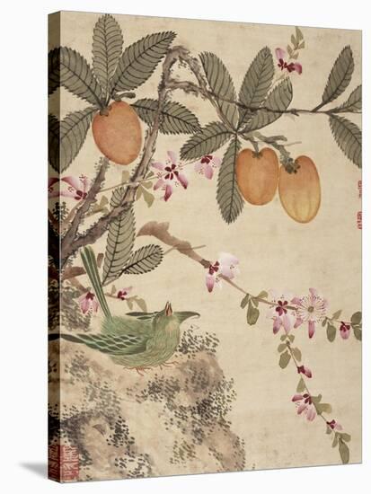 One of a Series of Paintings of Birds and Fruit, Late 19th Century-Wang Guochen-Stretched Canvas