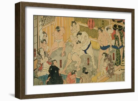 One of Eight Views of Kanjin Sumo, Pub. by Tsutaya, 19th Century-Utagawa Kunisada-Framed Giclee Print