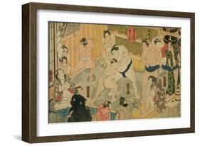 One of Eight Views of Kanjin Sumo, Pub. by Tsutaya, 19th Century-Utagawa Kunisada-Framed Giclee Print