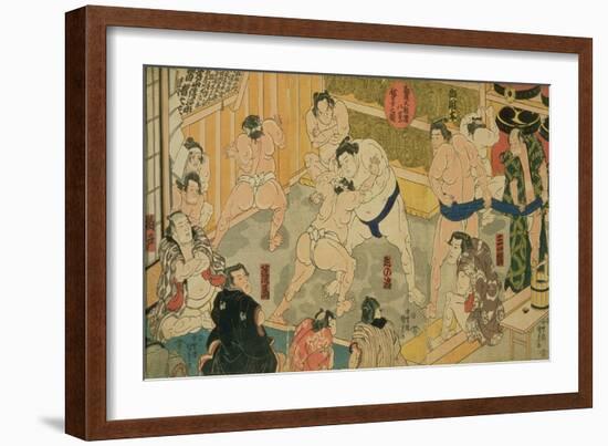 One of Eight Views of Kanjin Sumo, Pub. by Tsutaya, 19th Century-Utagawa Kunisada-Framed Giclee Print